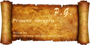 Propper Gergely névjegykártya